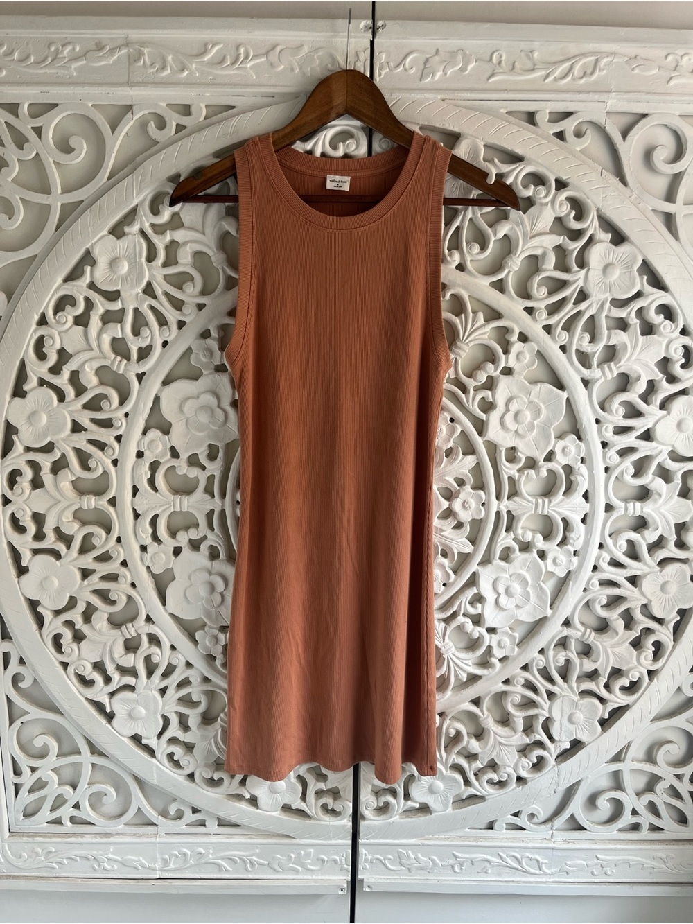 Aritzia Wilfred Free Ribbed Tank Dress Size Medium Dusty Rose TENCEL Modal